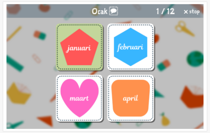 Months of the year theme Language test (reading and listening) of the app Turkish for children