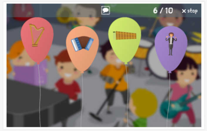 Music theme balloon game of the German app for children