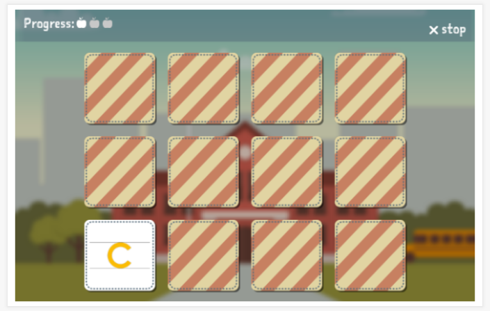 Alphabeth theme memory game of the German app for children