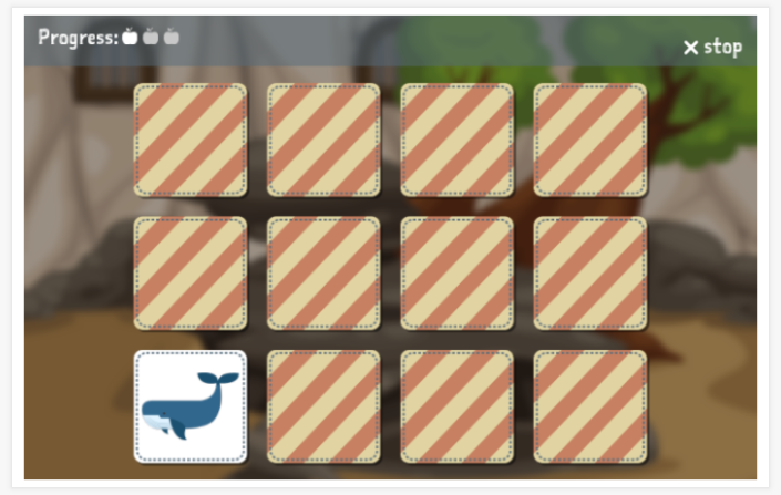 Animals theme memory game of the German app for children