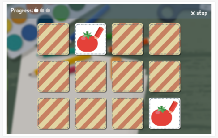 Colors theme memory game of the German app for children