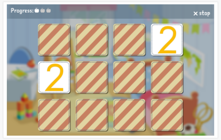 Numbers theme memory game of the German app for children