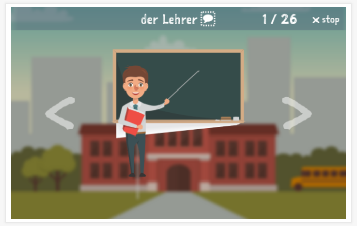 School theme presentation of the German app for children