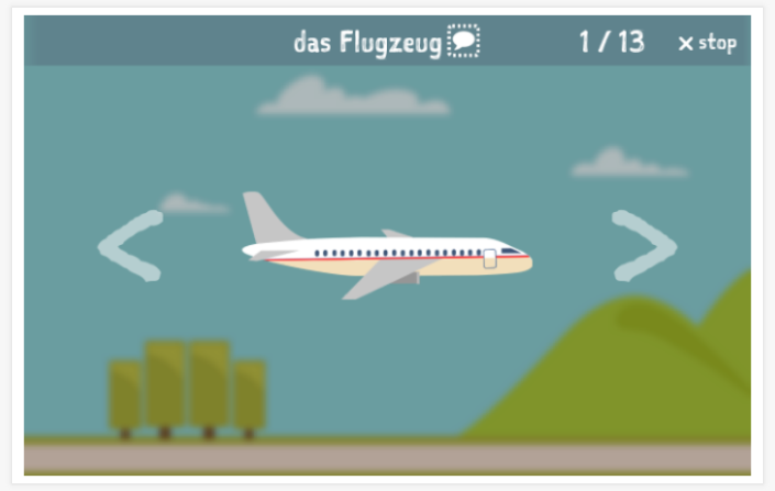 Transportation theme presentation of the German app for children