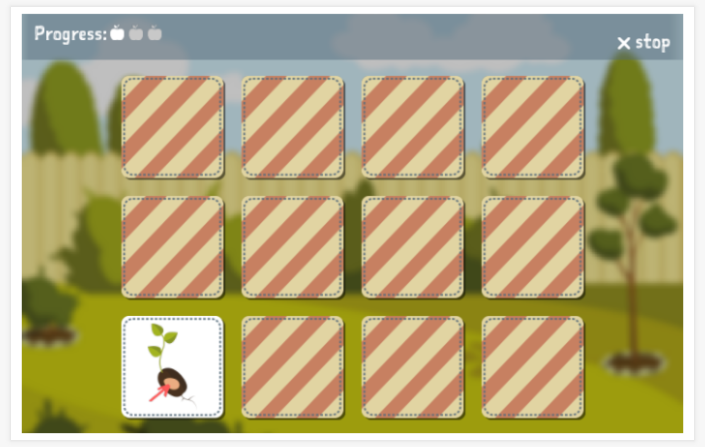 Garden theme memory game of the English app for children