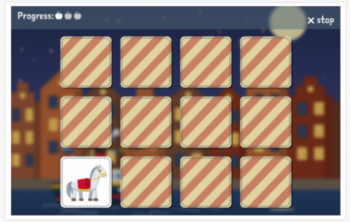 Saint Nicholas theme memory game of the English app for children