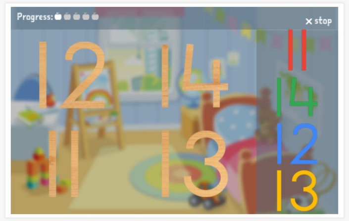 Numbers 11-100 theme puzzle game of the English app for children