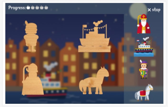 Saint Nicholas theme puzzle game of the English app for children