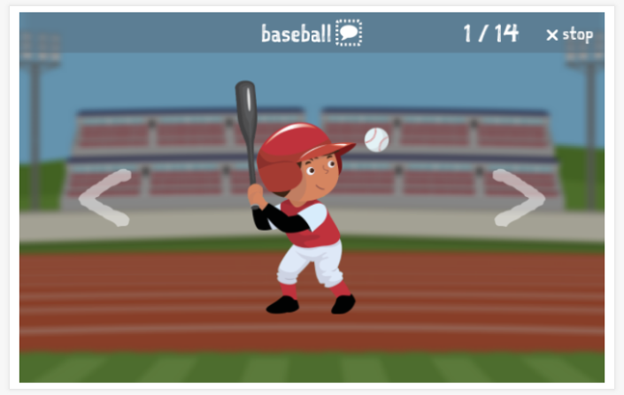 Sports theme presentation of the English app for children