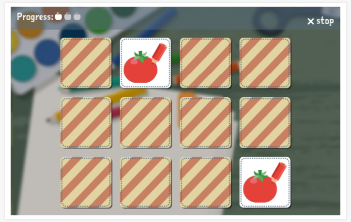 Colors theme memory game of the Esperanto app for children