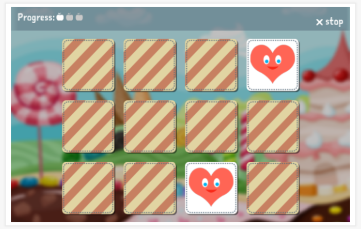 Shapes theme memory game of the Esperanto app for children