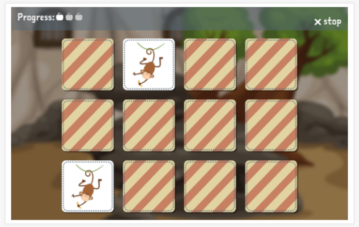 Zoo theme memory game of the Esperanto app for children