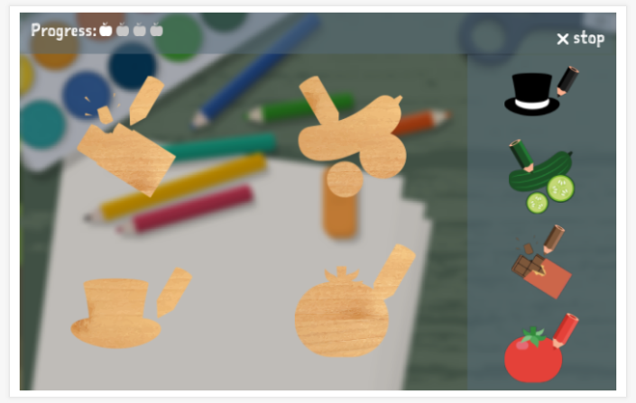 Colors theme puzzle game of the Esperanto app for children