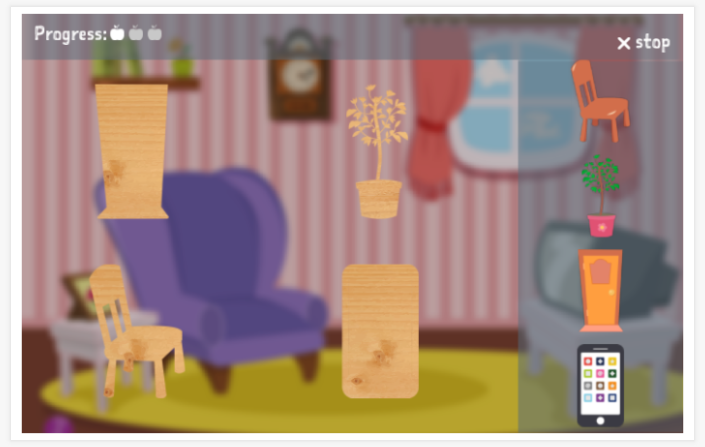 Home theme puzzle game of the Esperanto app for children