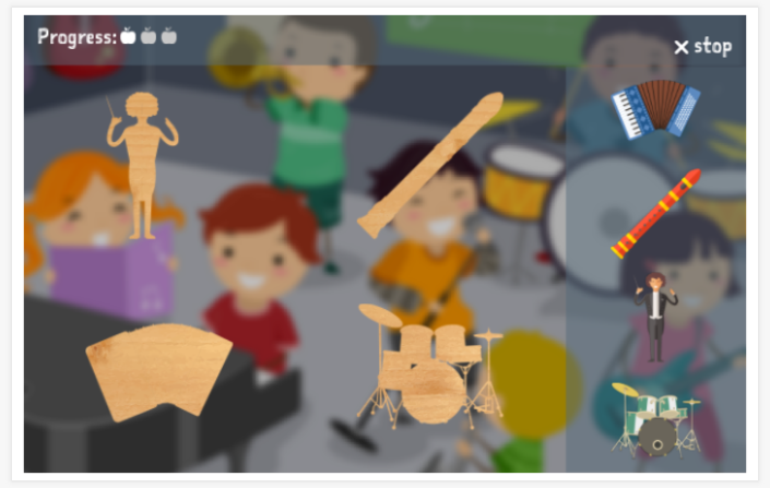 Music theme puzzle game of the Esperanto app for children