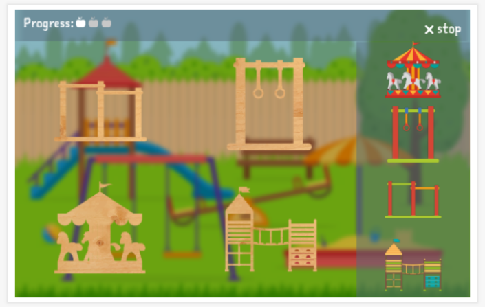 Playground theme puzzle game of the Esperanto app for children