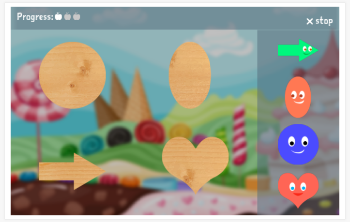 Shapes theme puzzle game of the Esperanto app for children
