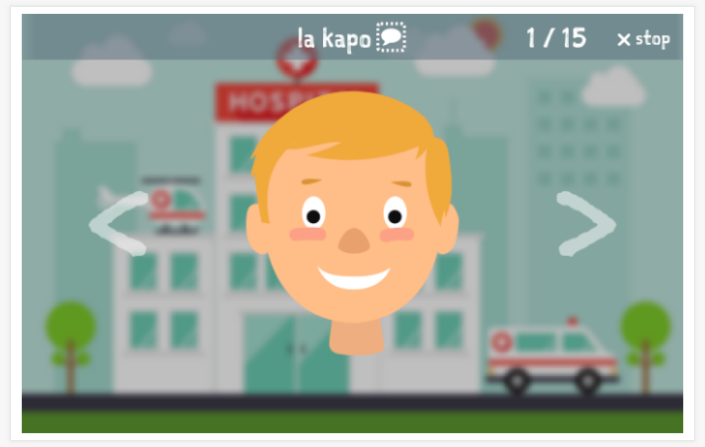 Body theme presentation of the Esperanto app for children