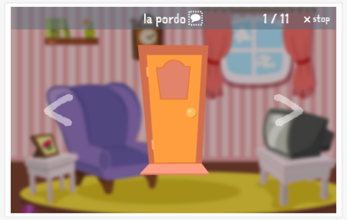 Home theme presentation of the Esperanto app for children