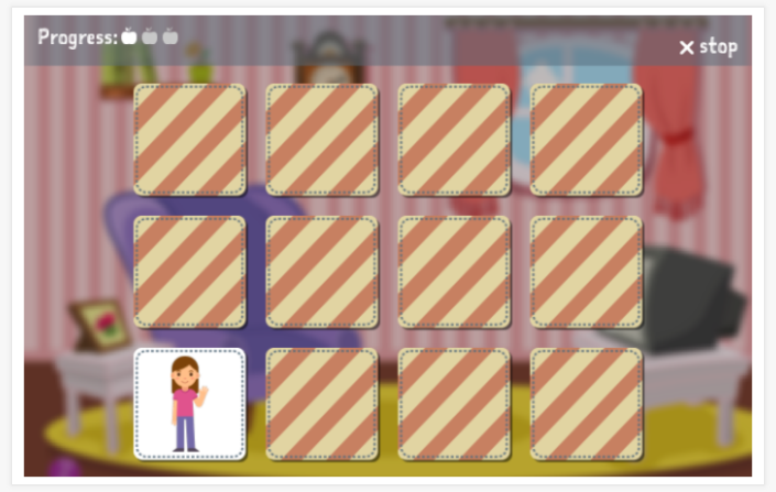 People theme memory game of the Spanish app for children