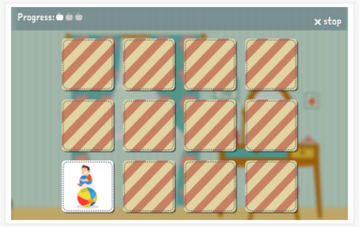 Where am I theme memory game of the Spanish app for children
