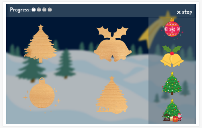 Christmas theme puzzle game of the Spanish app for children