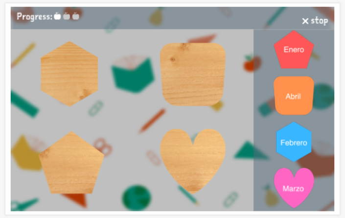 Months of the year theme puzzle game of the Spanish app for children