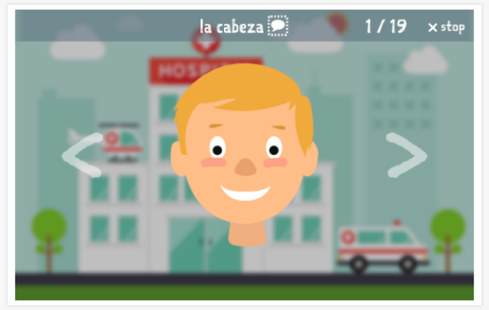 Body theme presentation of the Spanish app for children