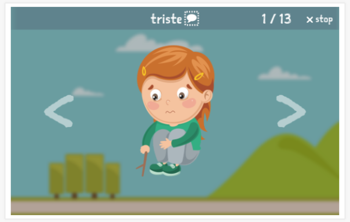 Emotions theme presentation of the Spanish app for children