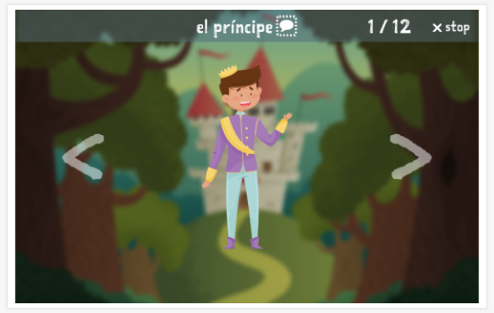 Fairy tales theme presentation of the Spanish app for children