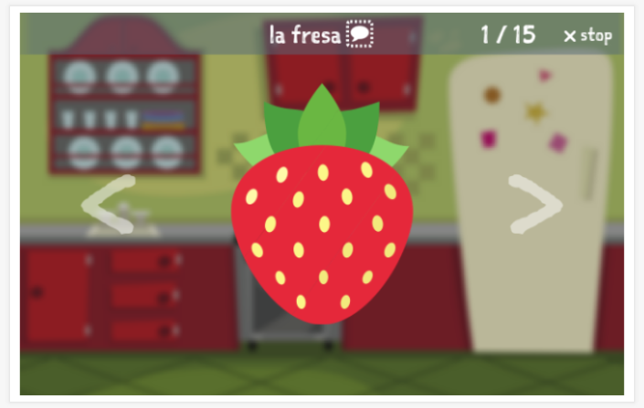 Fruit theme presentation of the Spanish app for children