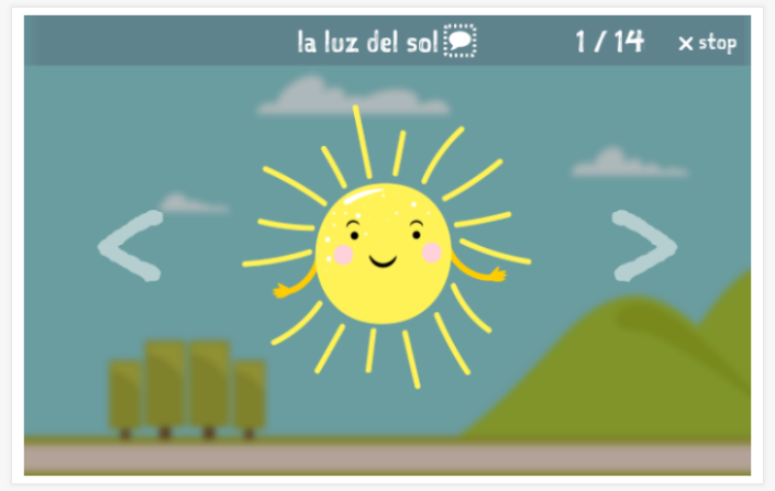 Seasons and weather theme presentation of the Spanish app for children