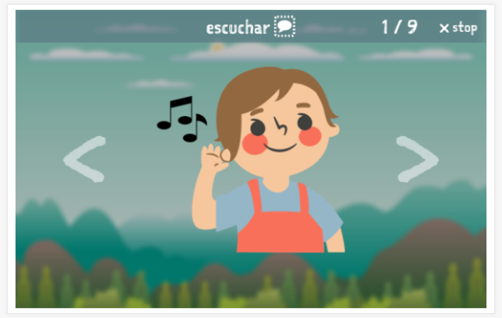 Senses theme presentation of the Spanish app for children