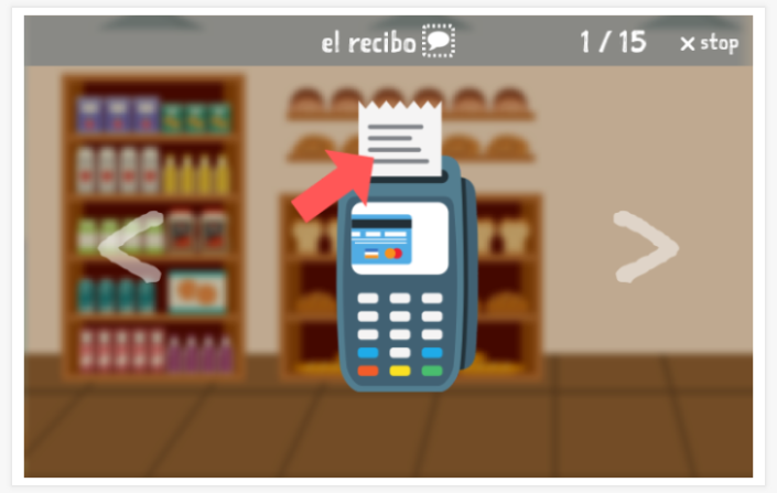 Shopping theme presentation of the Spanish app for children