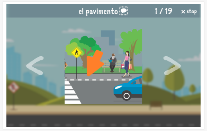 Traffic theme presentation of the Spanish app for children