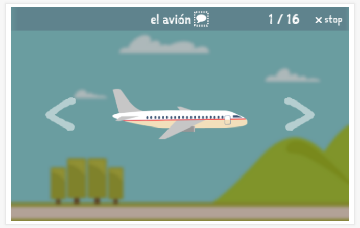 Transportation theme presentation of the Spanish app for children