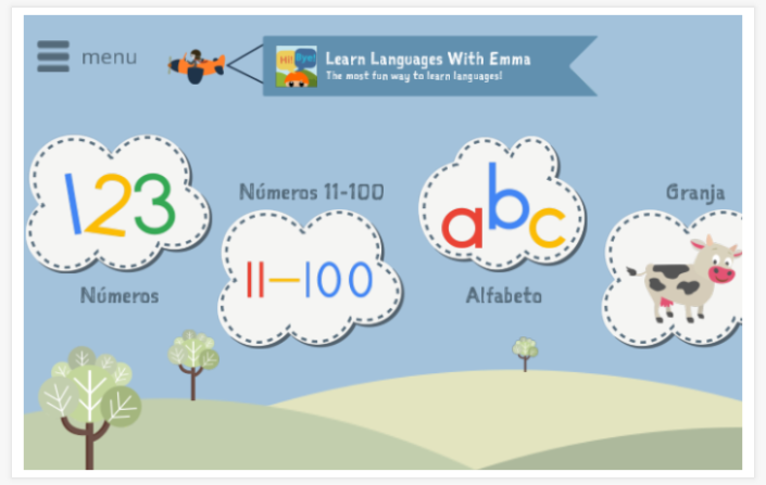 Home screen Learn Languages with Emma