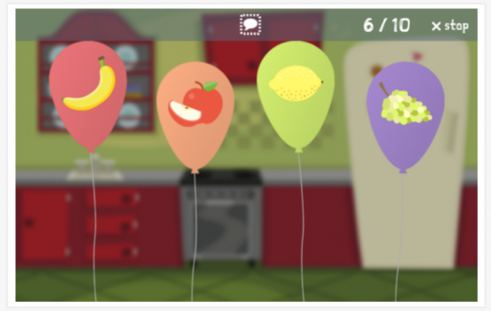 Fruit theme balloon game of the French app for children