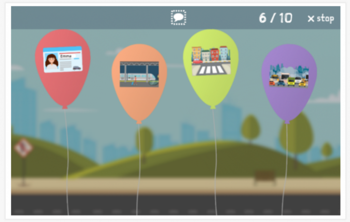 Traffic theme balloon game of the French app for children