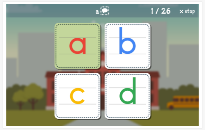 Alphabeth theme Language test (reading and listening) of the app French for children