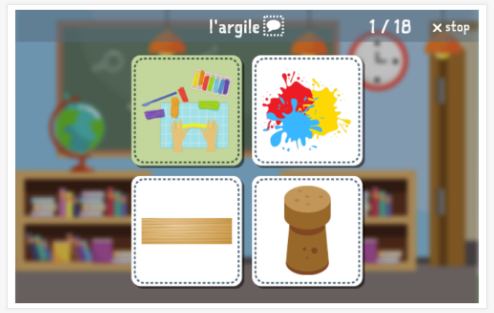 Crafting theme Language test (reading and listening) of the app French for children