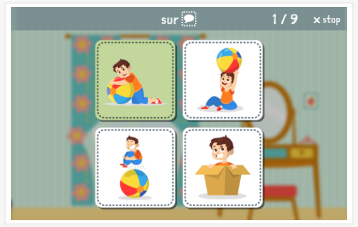 Where am I theme Language test (reading and listening) of the app French for children