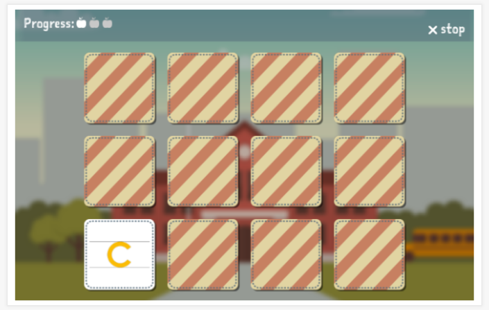 Alphabet theme memory game of the French app for children