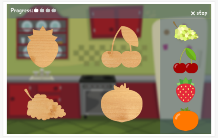 Fruit theme puzzle game of the French app for children