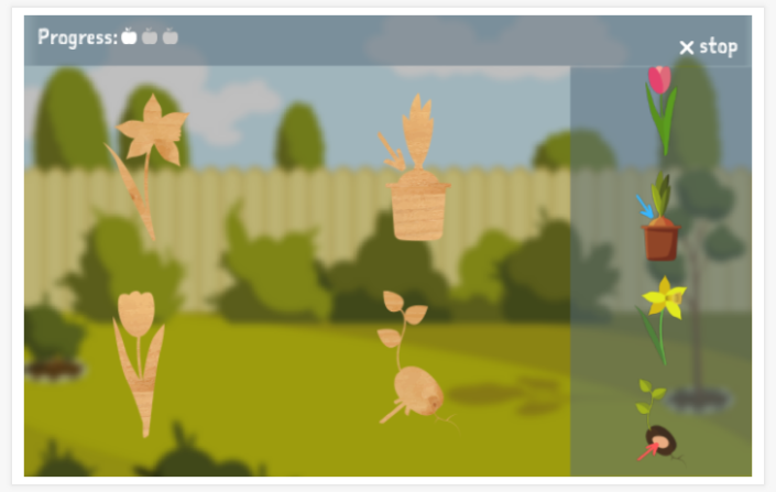 Garden theme puzzle game of the French app for children
