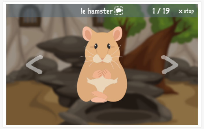 Animals theme presentation of the French app for children