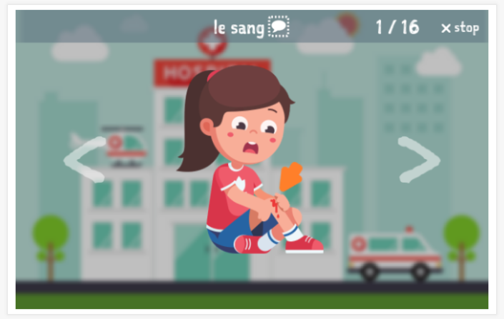 Being ill theme presentation of the French app for children