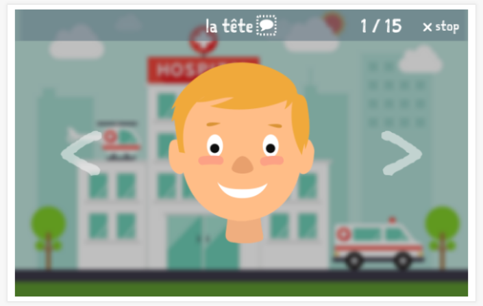 Body theme presentation of the French app for children