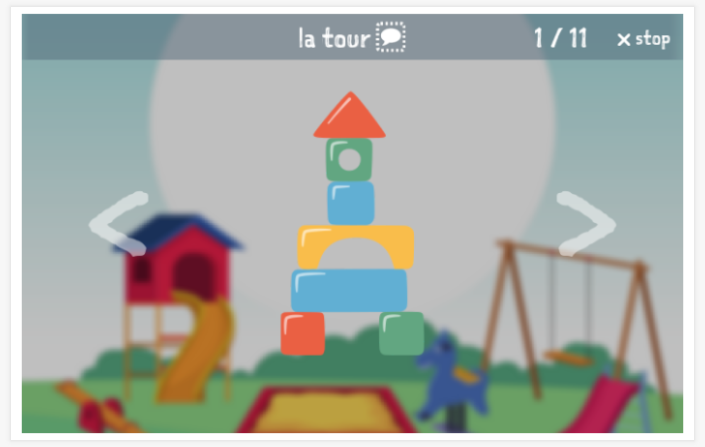 Toys theme presentation of the French app for children