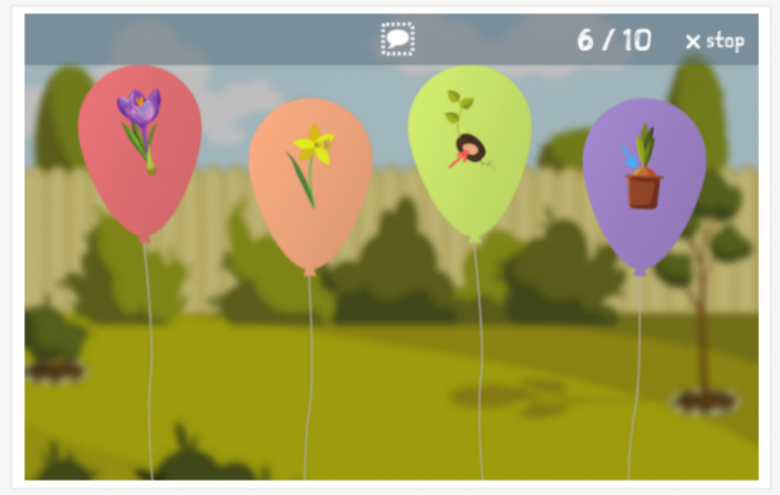 Garden theme balloon game of the Dutch app for children